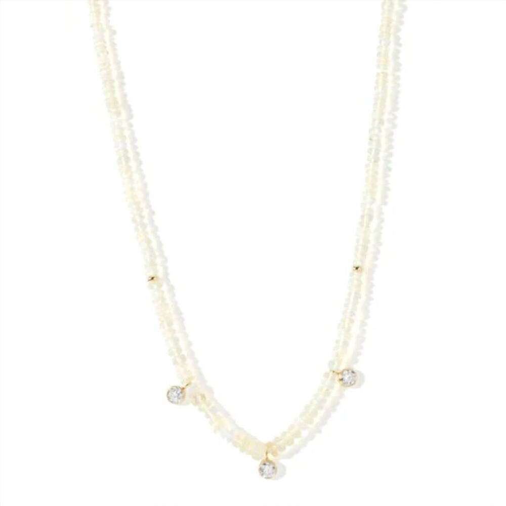 NEW JOY DRAVECKY women's lana beaded ethiopian opal necklace in white